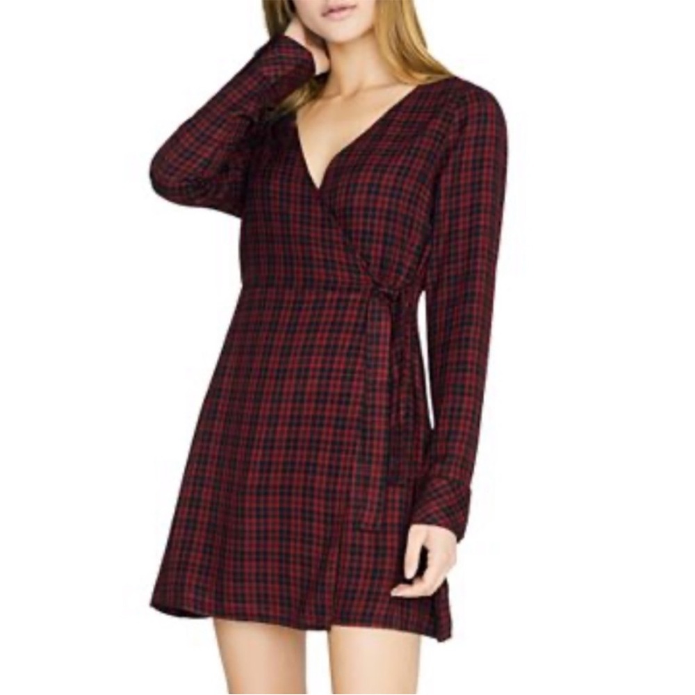 True Wrap Plaid Heritage Sanctuary Upbeat Red Black Long Sleeve Academia Dress 8